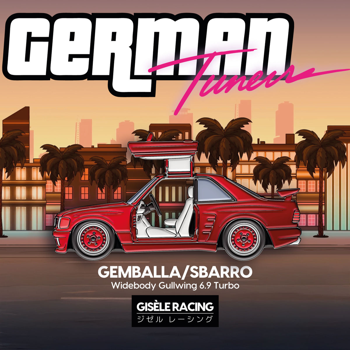 Gemballa / Sbarro — Gisèle Racing enamel pin on its backing card