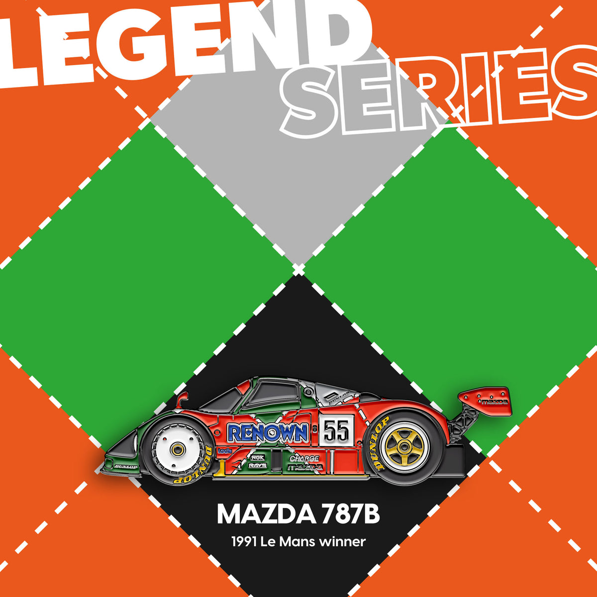 Mazda 787B — Gisèle Racing enamel pin on its backing card