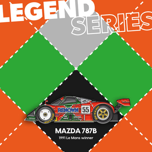 Mazda 787B — Gisèle Racing enamel pin on its backing card