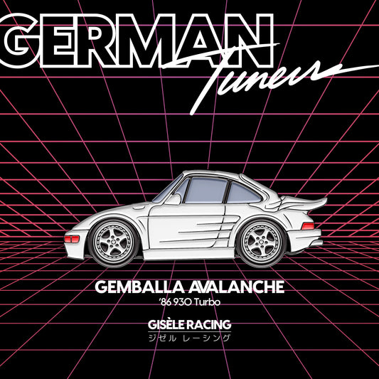 Gemballa Avalanche — Gisèle Racing enamel pin on its backing card