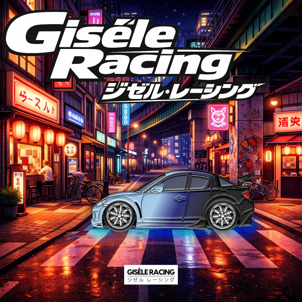 Tokyo · Blue — Gisèle Racing enamel pin on its backing card
