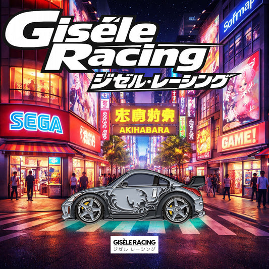 Tokyo · Silver — Gisèle Racing enamel pin on its backing card