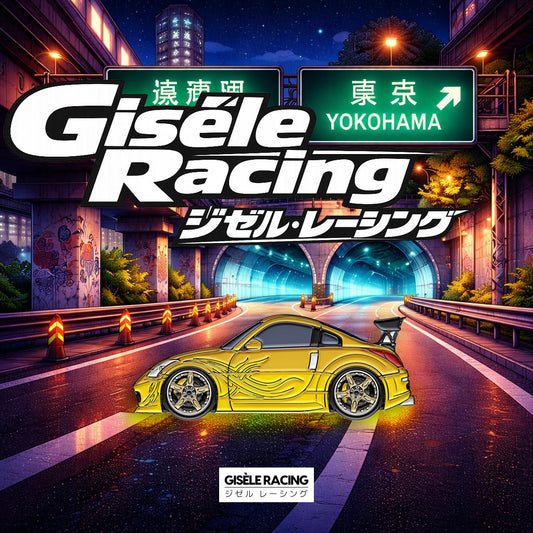 Yokohama · Yellow — Gisèle Racing enamel pin on its backing card